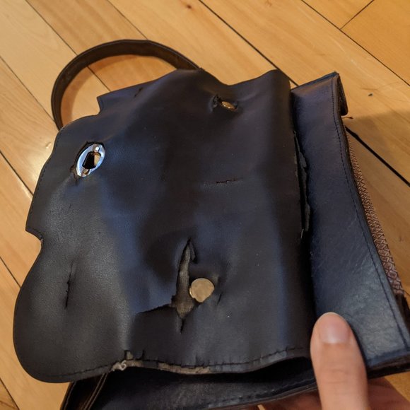 Satchel bag - Tan & Dark Blue - Picture 3 of 5